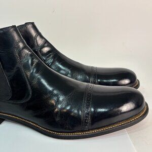 Stacy Adams "Madison'' Black 13 D Goatskin Leather Cap Toe Lace-Up Chelsea Boots